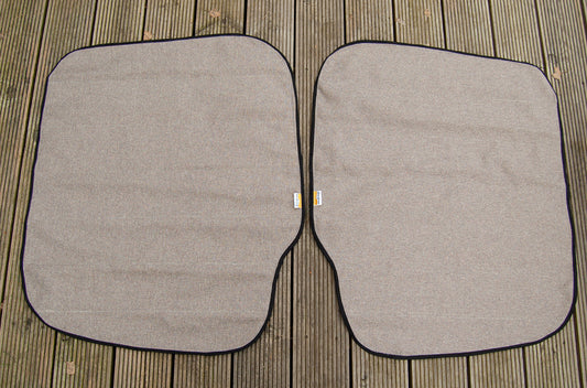 Large Vans - Rear Barn Door Campervan Window Blind Cover Set - Tweed Cream - WanderbugUK