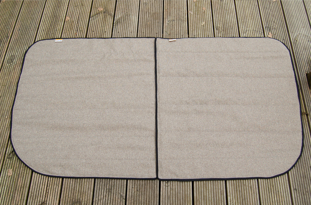 Large Vans - Side Door (UK Drivers side) Campervan Window Blind Cover Set - Tweed Cream - WanderbugUK