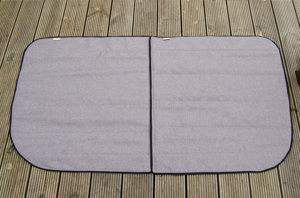 Large Vans - Side Door (UK Passenger side) Campervan Window Blind Cover Set - Tweed Grey - WanderbugUK