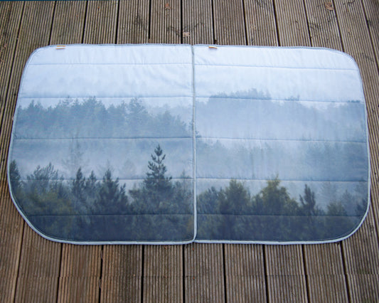 Larger Vans - Side Door (UK Passenger side) Campervan Window Blind Cover Set - Misty Forest - WanderbugUK