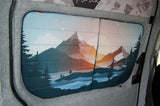 Larger Vans - Side Door (UK Passenger side) Campervan Window Blind Cover Set - Mountain View - WanderbugUK
