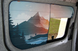 Larger Vans - Side Door (UK Drivers side) Campervan Window Blind Cover Set - Mountain View - WanderbugUK