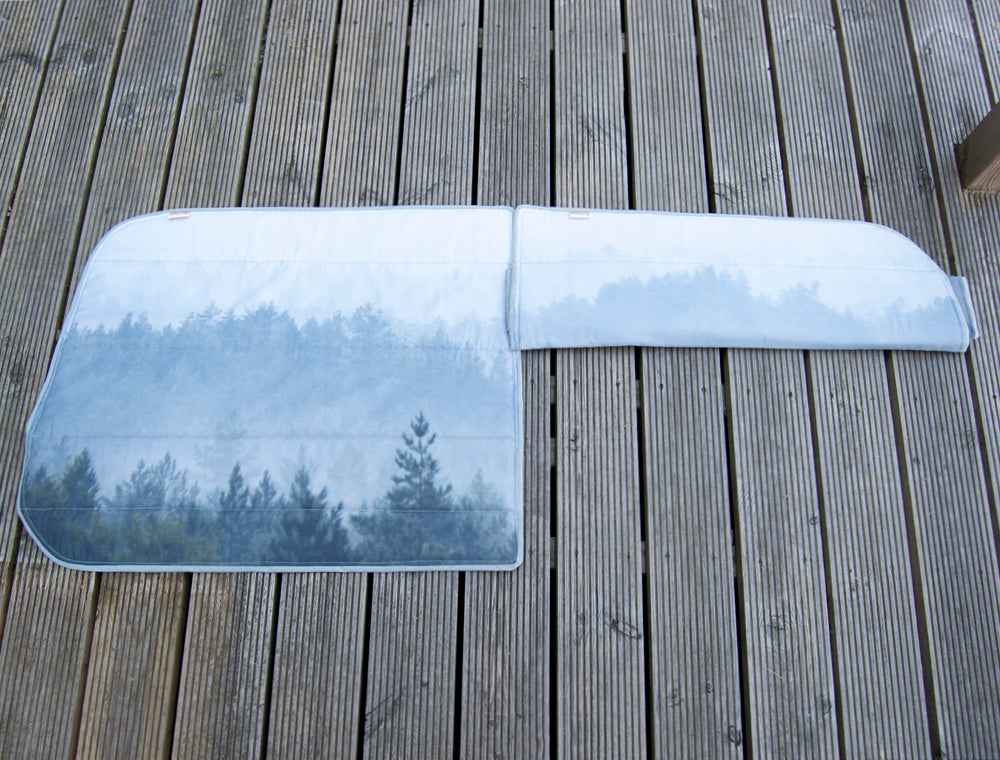 VW Transporter T5 / T6 Rear Tailgate Window Blind Mat Cover Set - Misty Forest - WanderbugUK