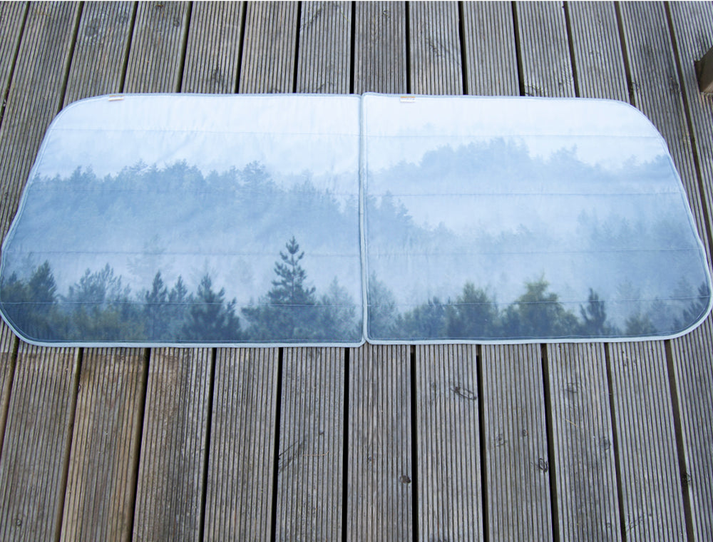 VW Transporter T5 / T6 Rear Tailgate Window Blind Mat Cover Set - Misty Forest - WanderbugUK