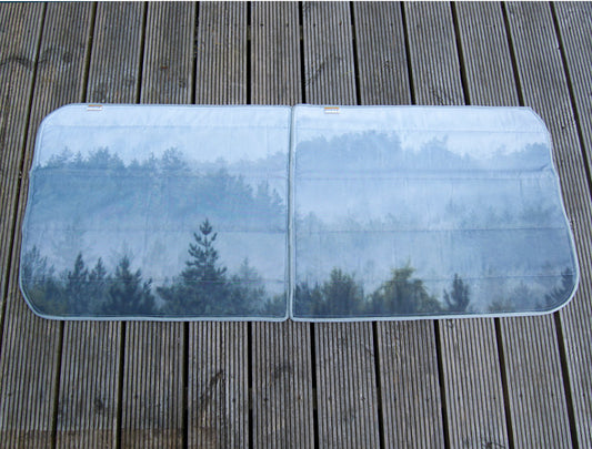 Smaller Vans - UK Drivers Front side Campervan Window Blind Cover Set - Misty Forest - WanderbugUK