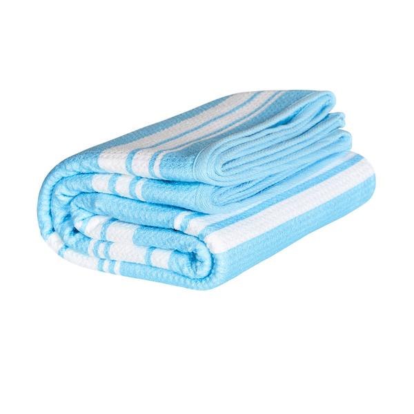 100% Recycled Quick Dry Travel Towel - Blue Sky Stripe - WanderbugUK