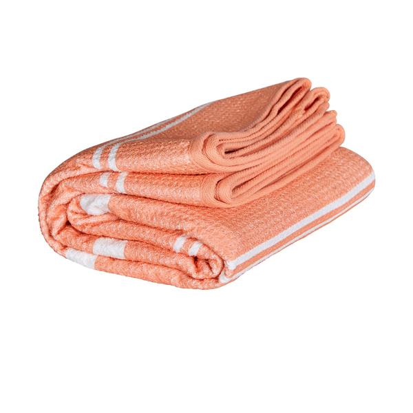 100% Recycled Quick Dry Travel Towel - Soft Peach Stripe - WanderbugUK