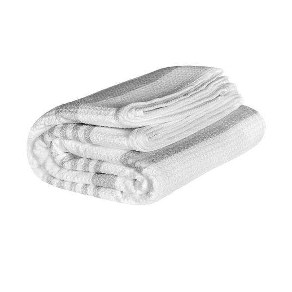 100% Recycled Quick Dry Shower Towel - Grey White Stripe - WanderbugUK