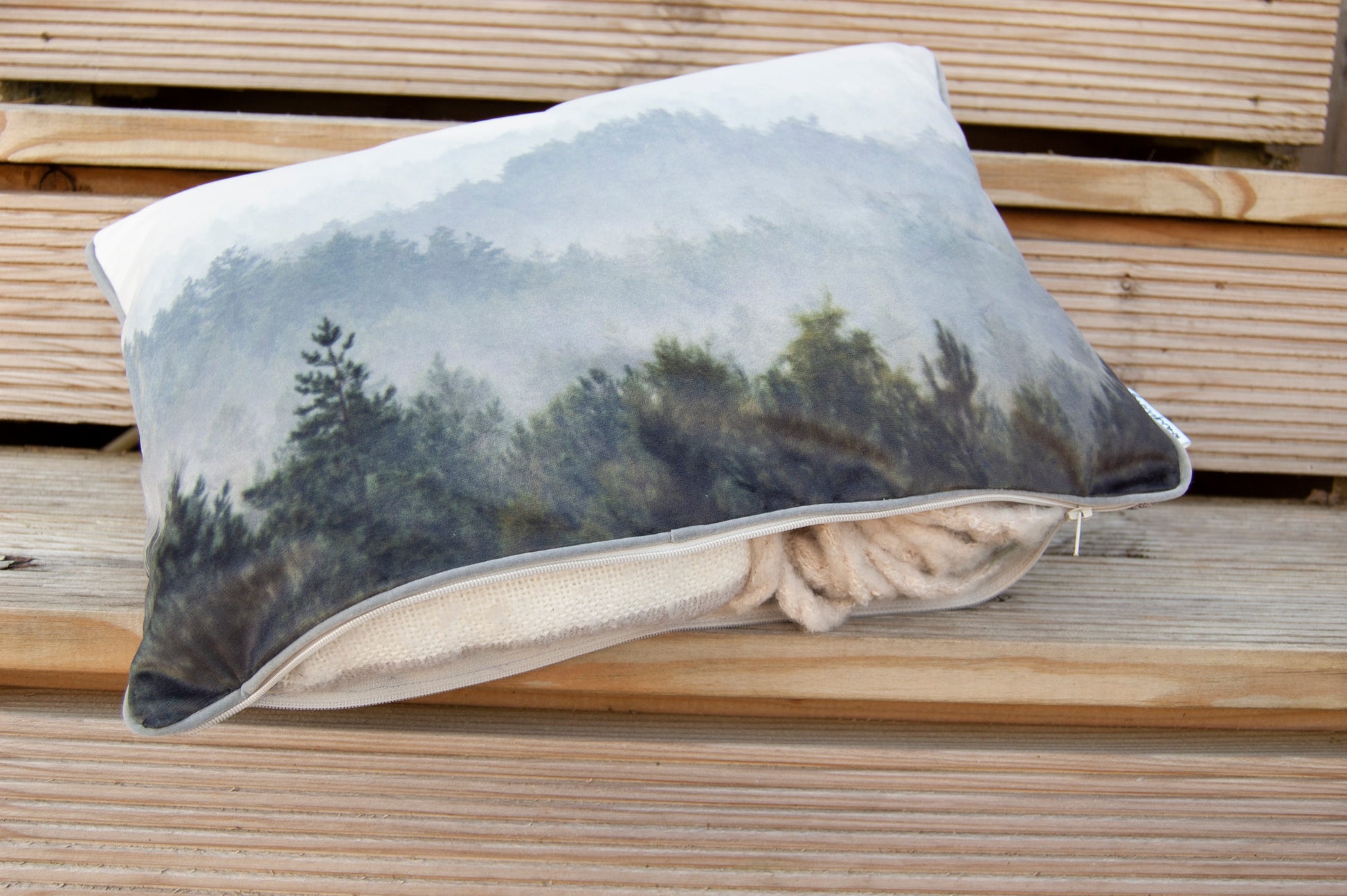 Velvet Cushion cover / Storage pods - Misty Forest - WanderbugUK