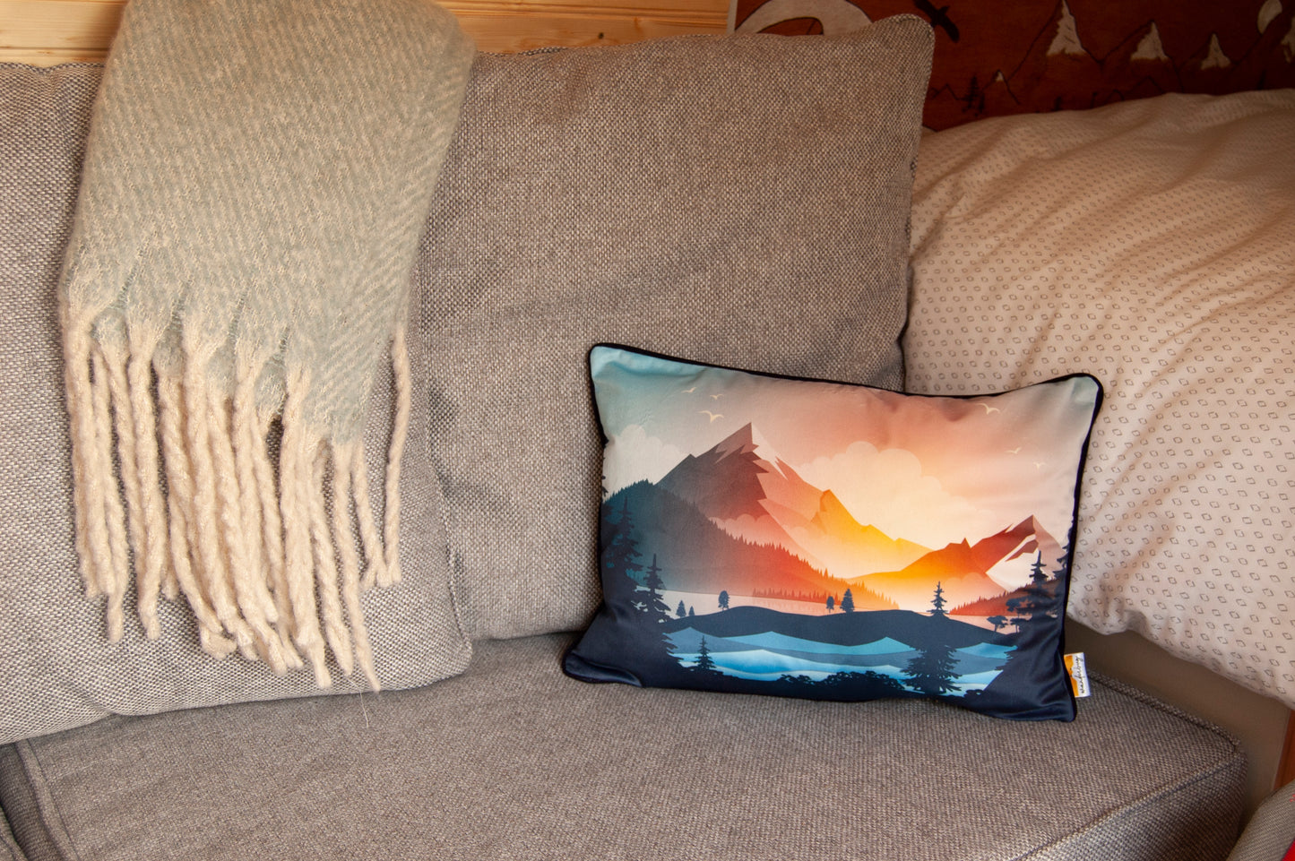 Velvet Cushion cover / Storage pods - Mountain View - WanderbugUK