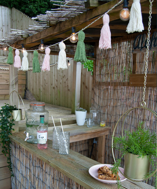 Tassel Garland - Recycled yarn - Forest Green, Baby Pink, Ivory - WanderbugUK